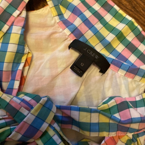 J. Crew Tie Neck Dress in Rainbow Gingham - Picture 4 of 6
